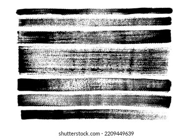 Vector black paint, ink brush strokes,  lines or textures, backgrounds. Stipple, halftone grunge effect.