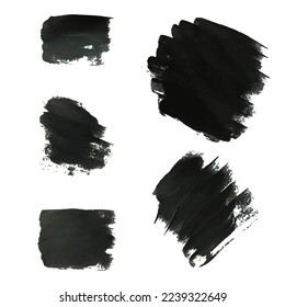Vector black paint, ink brush stroke, brush, line or texture. Set of vector brush strokes on white background, design element