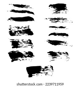 Vector black paint, ink brush stroke, brush, line or texture. Set of vector brush strokes on white background, design element