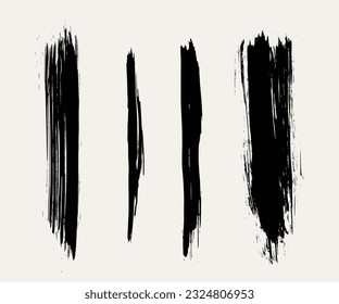 Pintura negra vectorial, trazo de pincel de tinta, pincel, línea o textura. Elemento de diseño artístico sucio, cuadro, marco o fondo para texto.