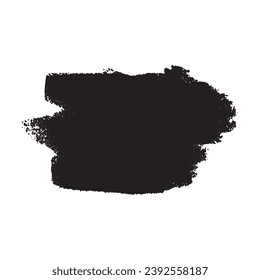 Pintura negra vectorial, trazo de pincel de tinta, pincel, línea o textura. Elemento de diseño artístico sucio, cuadro, marco o fondo para texto.