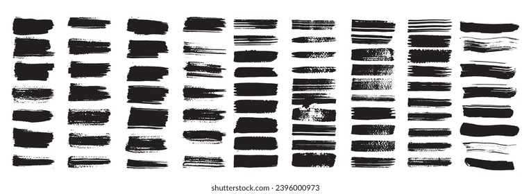 Vektorschwarze Farbe, Pinselstrich, Pinsel, Linie oder Textur. Schmutziges künstlerisches Design-Element, Feld, Rahmen oder Hintergrund für Text.