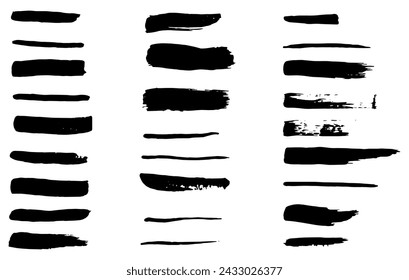 Vector black paint, ink brush stroke, brush, line or texture. Dirty artistic design element, box, frame or background for text.