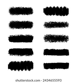 Vektor schwarze Farbe, Tusche Pinselstrich, Pinsel, Linie oder Textur. Schmutziges künstlerisches Gestaltungselement, Feld, Rahmen oder Hintergrund für Text.