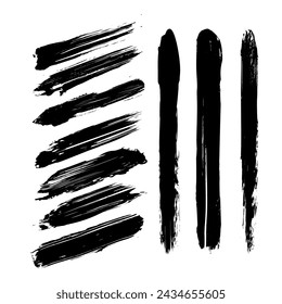 Vector black paint, ink brush stroke, brush, line or texture. Dirty artistic design element, box, frame or background for text.