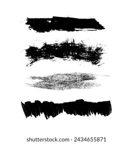 Vektor schwarze Farbe, Tusche Pinselstrich, Pinsel, Linie oder Textur. Schmutziges künstlerisches Gestaltungselement, Feld, Rahmen oder Hintergrund für Text.