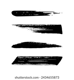 Vektor schwarze Farbe, Tusche Pinselstrich, Pinsel, Linie oder Textur. Schmutziges künstlerisches Gestaltungselement, Feld, Rahmen oder Hintergrund für Text.