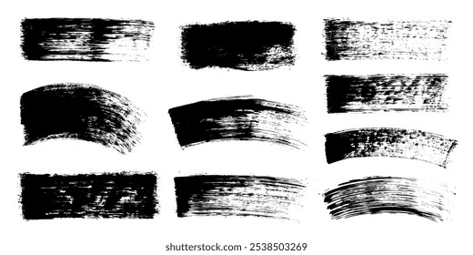 Vector black paint, ink brush stroke, brush, line or texture. Dirty artistic design element, box, frame or background  for text. Halftone effect.