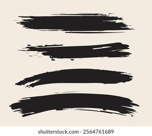 Vector black paint, ink brush stroke, brush, line or texture. Dirty artistic design element, box, frame or background for text.