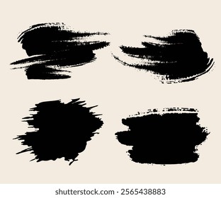 Vector black paint, ink brush stroke, brush, line or texture. Dirty artistic design element, box, frame or background for text.