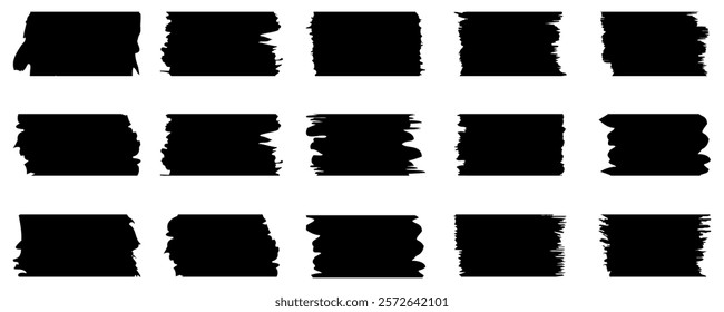 Vector black paint ink brush stroke mega set. Vector illustration, Set of different ink paint brush strokes isolated on white background.