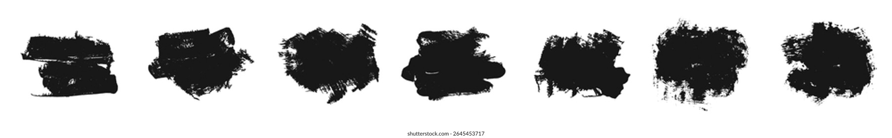 Vector black paint, ink brush stroke, brush, line, or texture. Dirty artistic design element, box, frame