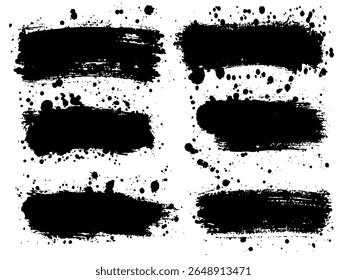 Vector black paint, ink brush stroke, brush, line or texture. Texture artistic design element, box, frame or background for text.