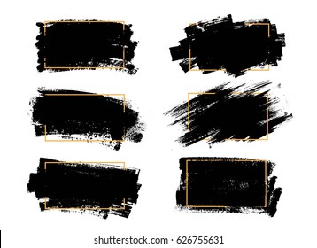Vector sơn đen, đột quỵ bàn chải mực, bàn chải, đường hoặc kết cấu. Yếu tố thiết kế nghệ thuật bẩn, hộp, khung hoặc nền cho văn bản.