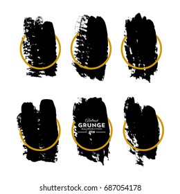 Vector black paint, ink brush stroke, brush, line or texture. Dirty artistic design element, box, frame or background for text.