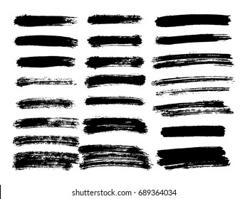 Vector black paint, ink brush stroke, brush, line or texture. Dirty artistic design element, box, frame or background for text. 