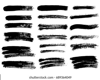 Vector black paint, ink brush stroke, brush, line or texture. Dirty artistic design element, box, frame or background for text. 