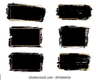 Vector black paint, ink brush stroke, brush, line or texture. Dirty artistic design element, box, frame or background for text. 