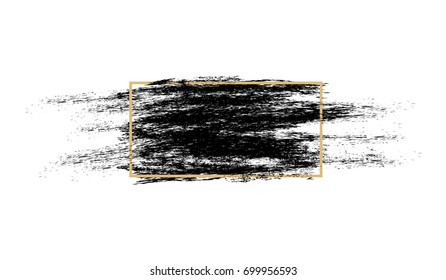 Vector black paint, ink brush stroke, brush, line or texture. Dirty artistic design element, box, frame or background for text.