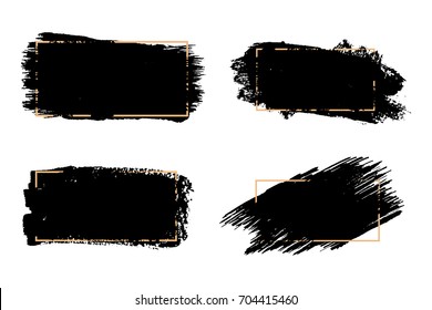 Vector black paint, ink brush stroke, brush, line or texture. Dirty artistic design element, box, frame or background for text. 