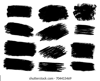 Vector black paint, ink brush stroke, brush, line or texture. Dirty artistic design element, box, frame or background for text. 