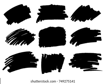 Vector black paint, ink brush stroke, brush, line or texture. Dirty artistic design element, box, frame or background for text.