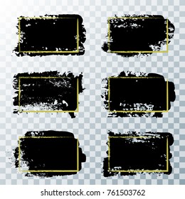 Vector black paint, ink brush stroke, brush, line or texture. Dirty ink graphic design element, box, frame or background for text, rectangular frame for label or sticker.