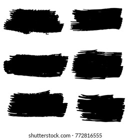 Vector Black Paint, Ink Brush Stroke, Brush, Line Grunge Brushes. Dirty Artistic Design Elements. Creative Design Elements. Perfect For Logo, Banner, Frame, Icon.