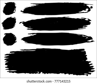 Vector Black Paint, Ink Brush Stroke, Brush, Line Grunge Brushes. Dirty Artistic Design Elements. Creative Design Elements. Perfect For Logo, Banner, Frame, Icon.