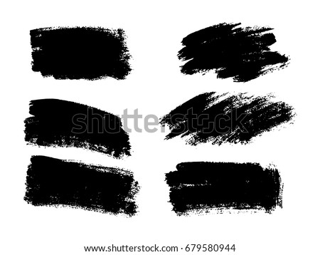 Vector black paint, ink brush stroke, brush, line or texture. Dirty artistic design element, box, frame or background for text. 	
