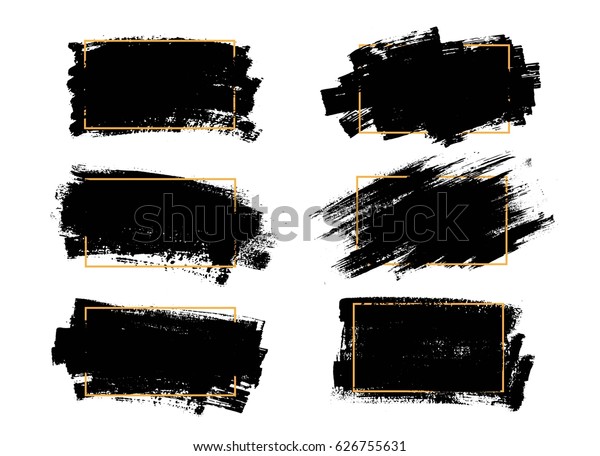 Vector black paint, ink brush stroke, brush, line or\
texture. Dirty artistic design element, box, frame or background \
for text. 