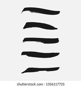 Vector black paint, ink smear, brush, line or texture. Dirty art design element.the bar marker.All elements are isolated.Set. EPS 10.