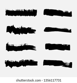 Vector black paint, ink smear, brush, line or texture. Dirty art design element.the bar marker.All elements are isolated.Set. EPS 10.