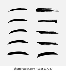 Vector black paint, ink smear, brush, line or texture. Dirty art design element.the bar marker.All elements are isolated.Set. EPS 10.