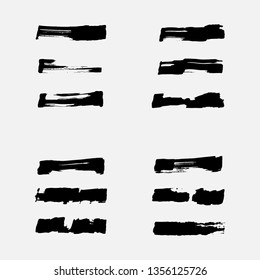 Vector black paint, ink smear, brush, line or texture. Dirty art design element.the bar marker.All elements are isolated.Set. EPS 10.