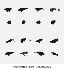 Vector black paint, ink smear, brush, line or texture. Dirty art design element.the bar marker.All elements are isolated.Set. EPS 10.