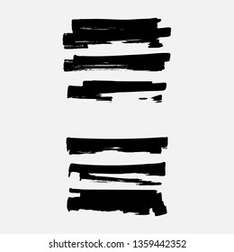 Vector black paint, ink smear, brush, line or texture. Dirty art design element.the bar marker.All elements are isolated.Set. EPS 10.