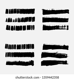 Vector black paint, ink smear, brush, line or texture. Dirty art design element.the bar marker.All elements are isolated.Set. EPS 10.