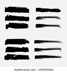 Vector black paint, ink smear, brush, line or texture. Dirty art design element.the bar marker.All elements are isolated.Set. EPS 10.