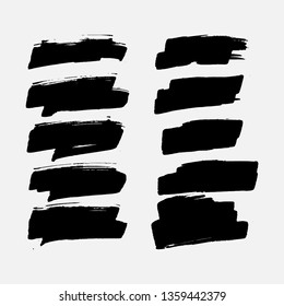 Vector black paint, ink smear, brush, line or texture. Dirty art design element.the bar marker.All elements are isolated.Set. EPS 10.