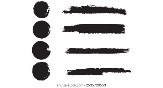 Vector black paint, rectangular ink brush stroke and shapes set. Dirty grunge design element, box or background for text. Grungy smears and rough stains. Hand drawn ink illustration isolated eps 10