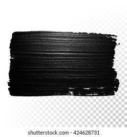 Vektorschwarze Farbspritzer Schlaganfall Fleck. Abstrakte, schwarz strukturierte Aquarellgrafik.