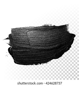 Vector black paint smear stroke stain. Abstract  black textured watercolor illustration.
