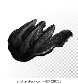 Mancha de trazo de desprestigio de pintura negra vectorial. Dibujo abstracto de color de agua texturado.