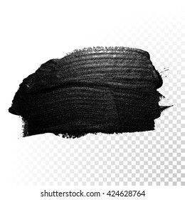 Vector black paint smear stroke stain. Abstract  black textured watercolor illustration.