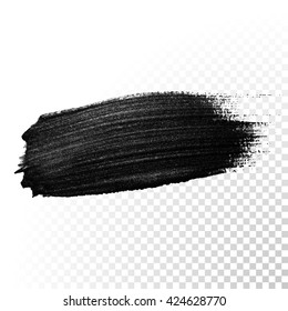 Vector black paint smear stroke stain. Abstract  black textured watercolor illustration.