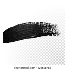 Vektorschwarze Farbspritzer Schlaganfall Fleck. Abstrakte, schwarz strukturierte Aquarellgrafik.
