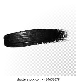 Vector black paint smear stroke stain. Abstract  black textured watercolor illustration.