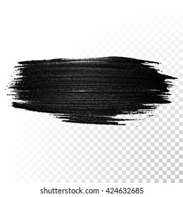 Vector Black Paint Smear Stroke Stain. Abstract  Black Textured Watercolor Illustration.