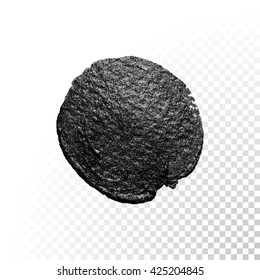 Vektorschwarze Farbspritzer Schlaganfall Fleck. Abstrakte, schwarz strukturierte Aquarellgrafik.